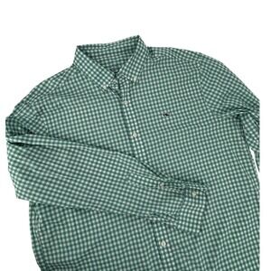 Vineyard Vines Performance Shirt Men Large Green Gingham Classic Fit Whale Shirt